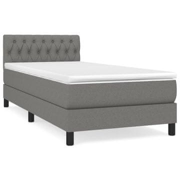Vidaxl Box spring postelja z vzmetnico temno siva 100x200 cm blago