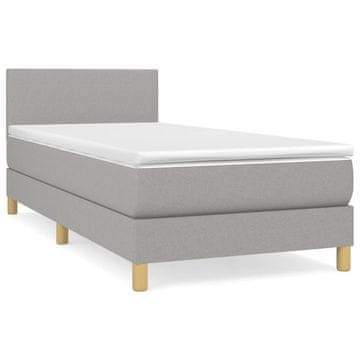 Vidaxl Box spring postelja z vzmetnico svetlo siv 100x200 cm blago