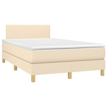 Vidaxl Box spring postelja z vzmetnico krem 120x190 cm blago