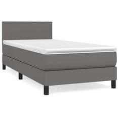 Vidaxl Box spring postelja z vzmetnico siva 80x200 cm umetno usnje