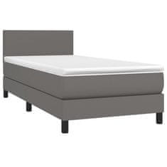 Vidaxl Box spring postelja z vzmetnico siva 80x200 cm umetno usnje
