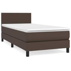 Vidaxl Box spring postelja z vzmetnico rjava 90x200 cm umetno usnje