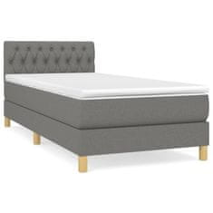 Vidaxl Box spring postelja z vzmetnico temno siva 80x200 cm blago
