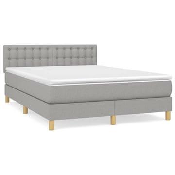 Vidaxl Box spring posteljni z vzmetnico svetlo siv 140x190 cm blago