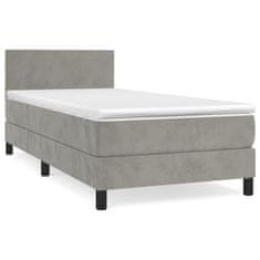 Vidaxl Box spring postelja z vzmetnico svetlo siv 90x190 cm žamet