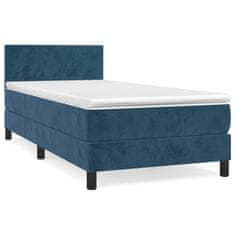 Vidaxl Box spring postelja z vzmetnico temno modra 90x200 cm žamet