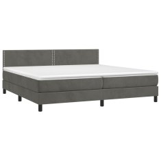 Vidaxl Box spring postelja z vzmetnico temno siva 200x200 cm žamet