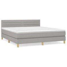 Vidaxl Box spring postelja z vzmetnico svetlo siva 180x200 cm blago