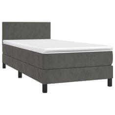 Vidaxl Box spring postelja z vzmetnico temno siva 90x200 cm žamet