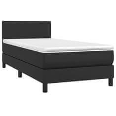 Vidaxl Box spring postelja z vzmetnico LED črn 100x200 cm umetno usnje