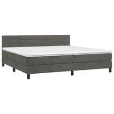 Vidaxl Box spring postelja z vzmetnico temno siva 200x200 cm žamet