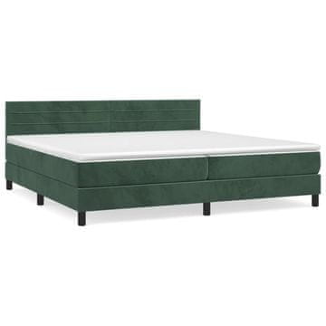 Vidaxl Box spring postelja z vzmetnico temno zelena 200x200 cm žamet