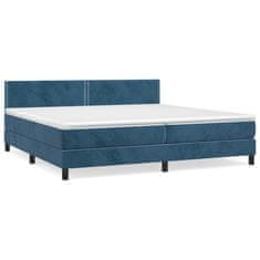 Vidaxl Box spring postelja z vzmetnico temno modra 200x200 cm žamet