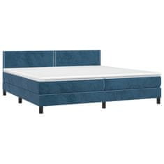 Vidaxl Box spring postelja z vzmetnico temno modra 200x200 cm žamet