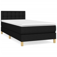 Vidaxl Box spring postelja z vzmetnico črna 100x200 cm blago