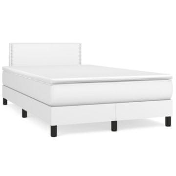 Vidaxl Box spring postelja z vzmetnico bel 120x200 cm umetno usnje