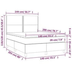 Vidaxl Box spring postelja z vzmetnico temno siva 140x200 cm blago