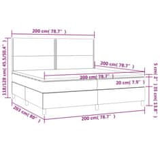 Vidaxl Box spring postelja z vzmetnico svetlo siva 200x200 cm žamet