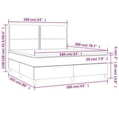 Vidaxl Box spring postelja z vzmetnico svetlo siva 160x200 cm žamet