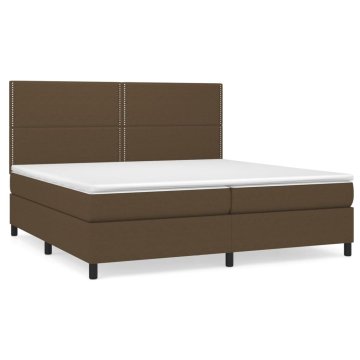 Vidaxl Box spring postelja z vzmetnico temno rjav 200x200 cm blago