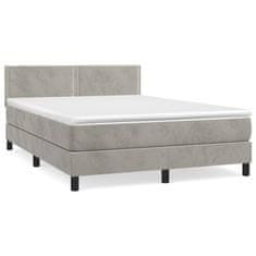 Vidaxl Box spring postelja z vzmetnico svetlo siv 140x190 cm žamet