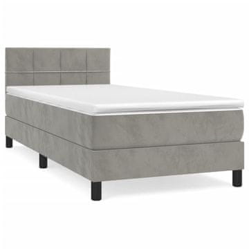 Vidaxl Box spring postelja z vzmetnico svetlo siv 90x190 cm žamet