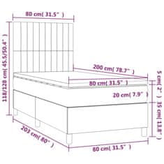 Vidaxl Box spring postelja z vzmetnico temno siva 80x200 cm blago