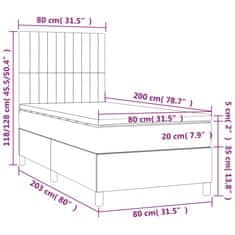 Vidaxl Box spring postelja z vzmetnico temno siva 80x200 cm žamet
