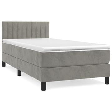 Vidaxl Box spring postelja z vzmetnico svetlo siva 100x200 cm žamet