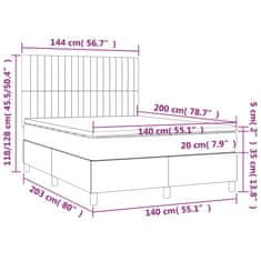 Vidaxl Box spring postelja z vzmetnico temno siva 140x200 cm žamet