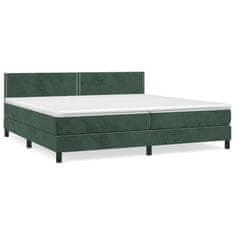 Vidaxl Box spring postelja z vzmetnico temno zelena 200x200 cm žamet