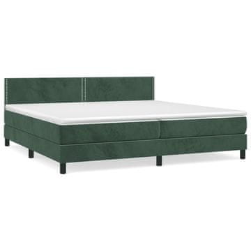 Vidaxl Box spring postelja z vzmetnico temno zelena 200x200 cm žamet