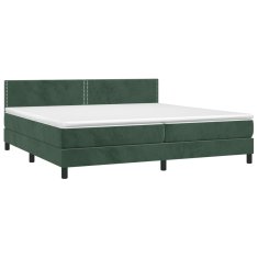 Vidaxl Box spring postelja z vzmetnico temno zelena 200x200 cm žamet