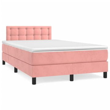Vidaxl Box spring postelja z vzmetnico roza 120x200 cm žamet