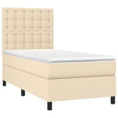 Vidaxl Box spring postelja z vzmetnico LED krem 90x200 cm blago