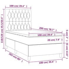 Vidaxl Box spring postelja z vzmetnico svetlo siv 100x200 cm blago