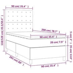 Vidaxl Box spring postelja z vzmetnico svetlo siva 90x200 cm žamet