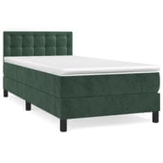 Vidaxl Box spring postelja z vzmetnico temno zelena 90x200 cm žamet