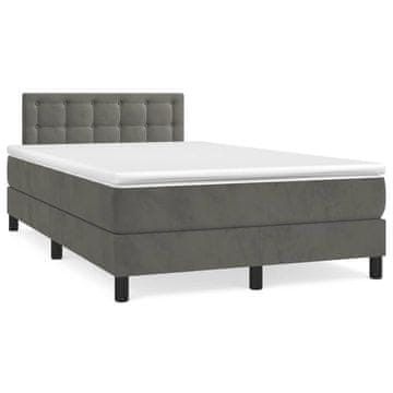 Vidaxl Box spring postelja z vzmetnico temno siva 120x200 cm žamet