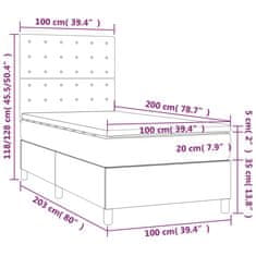 Vidaxl Box spring postelja z vzmetnico krem 100x200 cm blago