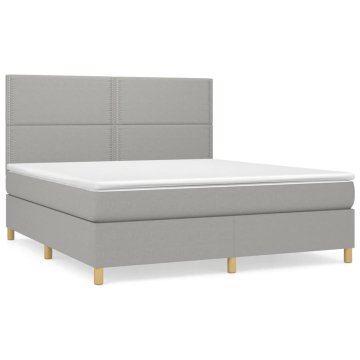 Vidaxl Box spring postelja z vzmetnico svetlo siva 180x200 cm blago