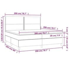 Vidaxl Box spring postelja z vzmetnico temno siva 200x200 cm žamet