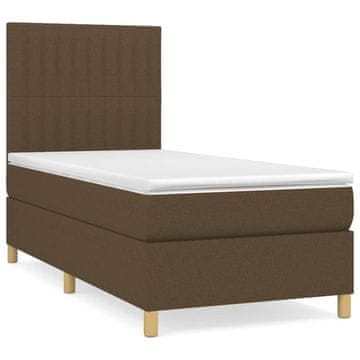 Vidaxl Box spring postelja z vzmetnico temno rjav 90x190 cm blago
