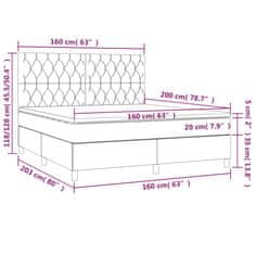 Vidaxl Box spring postelja z vzmetnico svetlo siva 160x200 cm žamet