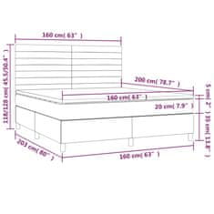Vidaxl Box spring postelja z vzmetnico temno siva 160x200 cm žamet