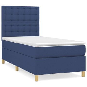 Vidaxl Box spring postelja z vzmetnico modra 100x200 cm blago