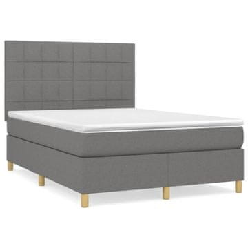 Vidaxl Box spring posteljni z vzmetnico temno siv 140x190 cm blago