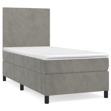 Vidaxl Box spring postelja z vzmetnico svetlo siva 100x200 cm žamet