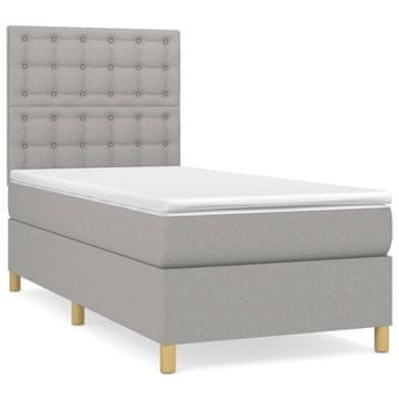 Vidaxl Box spring postelja z vzmetnico svetlo siv 100x200 cm blago