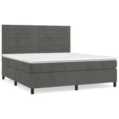 Vidaxl Box spring postelja z vzmetnico temno siva 160x200 cm žamet
